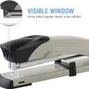 Long Reach Stapler,with 2000 Staples & Stapler Remover Full Strip20-25 Sheet Capacity,with Built-in Ruler and Adjustable Locking Paper Guide, Gray