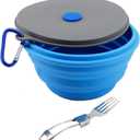 Mr. Peanut's Collapsible Silicone Camping Bowl with Lid & Foldable Fork