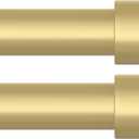 OLV 2 Pack Gold Curtain Rods for Windows, 1'' Modern Easy Install Adjustable Curtain Rod with End Cap Design, Heavy Duty Single Decorative Drapery Pole for Living Room, Bedroom, Kitchen, Size: 36''-88''| 2 Pack