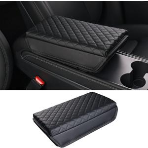 Center Console Cover for 2021-2026 Tesla Model 3 Model Y, PU Leather Armrest Box Cushion Protector Accessories