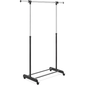 Whitmor Adjustable Rolling Clothes Organizer Chrome Garment Rack, Black and Silver Recycled Claim