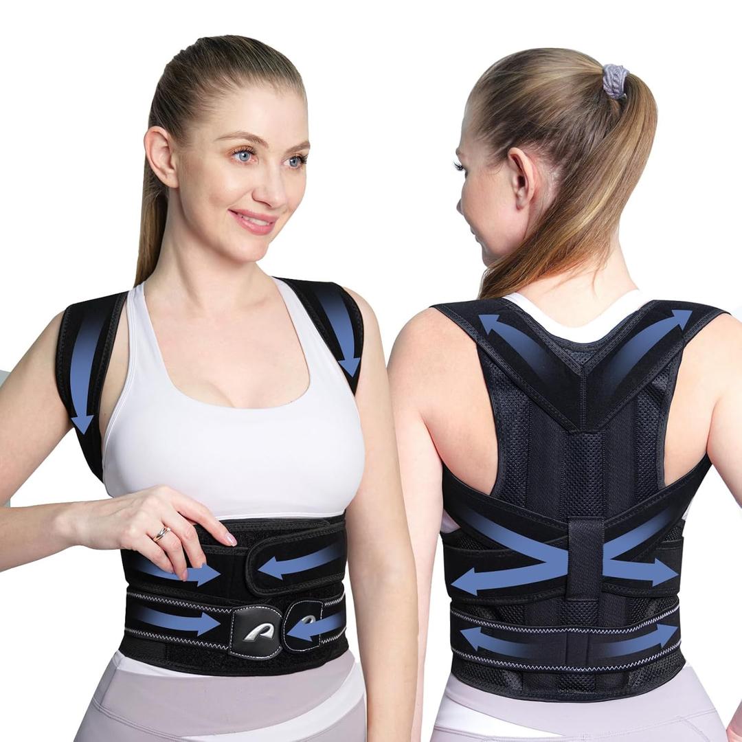 Posture Corrector Back Brace for Women and Men Adjustable Full Back Support Shoulder Straightener Braces, Upper & Lower Back Pain Relief - Scoliosis/Hunchback/Hump/Thoracic/Spine Corrector (Black, Small)