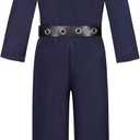 Police Officer Costume for Kids Deluxe Cop Police Costume for Boys Pretend Play Set Halloween Cosplay Party (Blue) 5-7Y