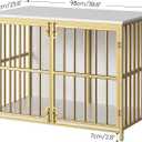 HOOBRO 38.6" Dog Crate Furniture, Wooden Dog Kennel Indoor, Heavy Duty Dog Cage for Small/Medium Dog, Decorative Side End Table, White and Gold DW100GW03