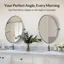 ANDY STAR Brushed Nickel Bathroom Mirror, 20 x 30 Inch Oval Pivot Mirror for Wall, Unique Farmhouse Tilt Mirror in Slim Silver Stainless Steel Metal Frame for Bedroom, Powder Room