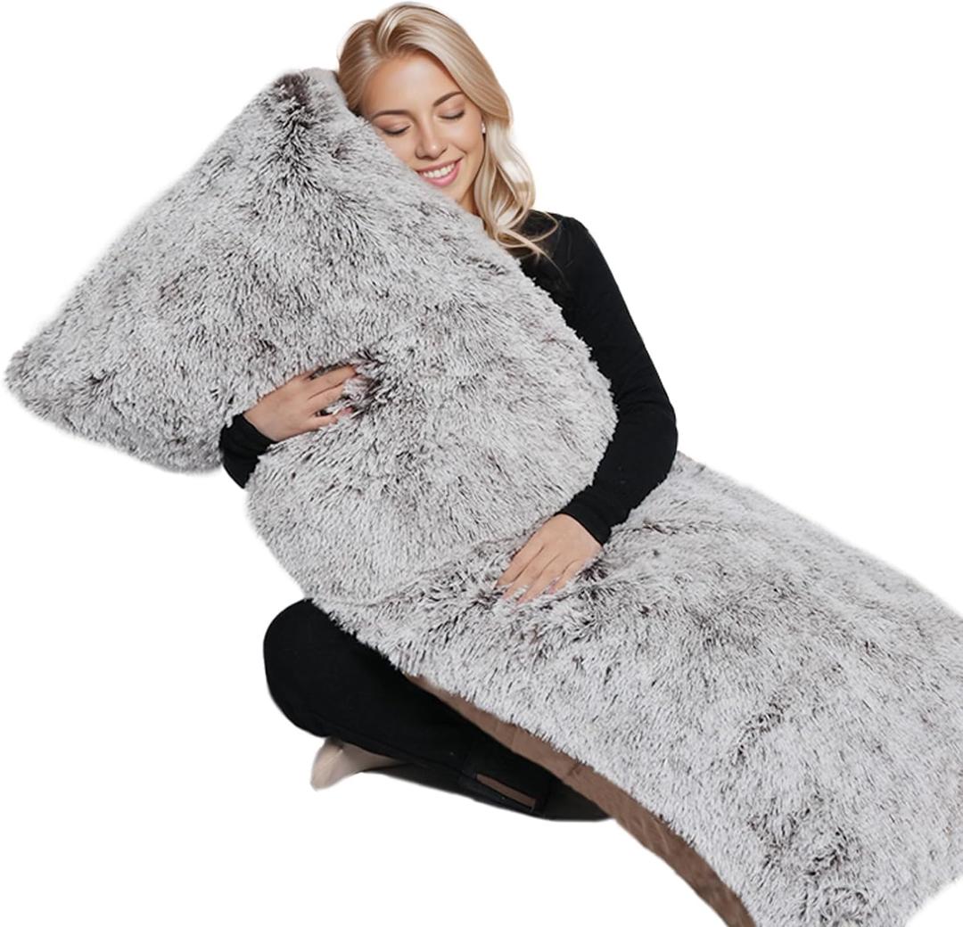 ZonLi Fluffy Body Pillow, Full Body Pillows for Adults, Long Pillow for Sleeping with Removable Cover and Adjustable Filling for Side Sleeper & Pregnancy, Large and Firm, Machine Washable (Coffee) ZonLi Fluffy Body Pillow, Full Body Pillows for Adults, Long Pillow for Sleeping with Removable Cover and Adjustable Filling for Side Sleeper & Pregnancy, Large and Firm, Machine Washable (Coffee)