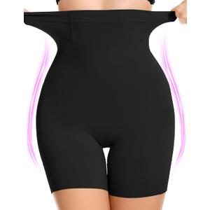 SIMIYA Shapewear Tummy Control Shorts for Women, 5-IN-1 Body Shaper High Waisted Girdle Boyshort Slip Short for Under Dresses (Black, L)