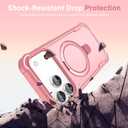 2 x Compatible with iPhone 17 Pro Case with Invisible Magnetic Kickstand [Compatible with MagSafe] [10-FT Military Drop Protection] Slim Hard Back Soft Edge Phone Cover 6.3 Inch, Pink