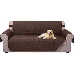 U-NICE HOME Large Sofa Cover Reversible Couch Cover for Dogs with Elastic Straps Water Resistant Furniture Protector for Pets Couch Cover for 4 Cushion Couch (Oversized Sofa, Chocolate/Chocolate)