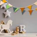 Oudain 2 Pcs Pennant Banner Flags Nursery Garland Triangle Bunting Flags Playroom Wall Decor Banner for Nursery Baby Shower Birthday Boho Wedding Party Event, Each 7.75 ft(Retro Forest Color)