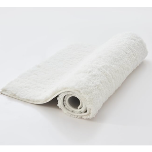White Bath mats 24" x 16", Non Slip Shaggy Bathroom Rug, Ultra Soft Machine Washable Plush Pile Rugs, Fluffy Microfiber for Bedroom