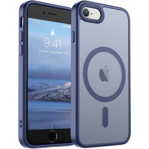 SUPFINE Magnetic for iPhone SE Case 2022 (3rd)/2020 (2nd), iPhone 8 Case (Compatible with MagSafe) (Military Grade Drop Protection) Slim Translucent Matte Phone Case,Lavender Gray