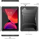 Soke Case for iPad 9th/8th/7th Generation 10.2-Inch (2021/2020/2019 Release), with Built-in Screen Protector and Kickstand, Rugged Full Body Protective Cover for Apple iPad 10.2 Inch - Black