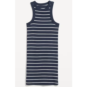 Fitted Striped Sleeveless Rib-Knit Mini Dress
 L