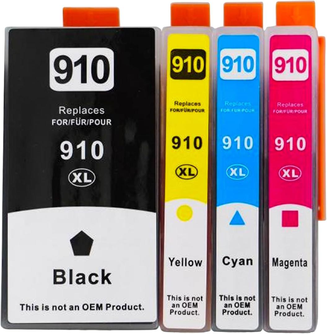 910XL Ink Cartridges Replacement for HP Printers 910XL Ink Cartridges, Compatible with hp OfficeJet 8010 8020 Series, HP OfficeJet Pro 8015 8025 8028 8030 Series Printer (Cyan Magenta Yellow Black)