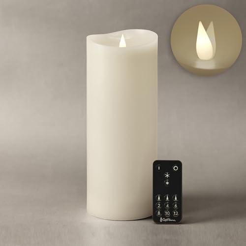 Softflame Flameless LED Candles with Remote Control, 4"x 10.3"Flickering 3D Moving Flame Battery Operated Candles in Real Wax Shell for Indoor Use, Home Decor White