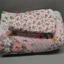 Whale Flotilla Reversible Patchwork Quilts Twin Size, Lightweight Boho Printed Bedspreads Coverlets Quilt Bedding Set with 1 Pillow Shams for All Seasons, Pink (Twin(68"x88"))