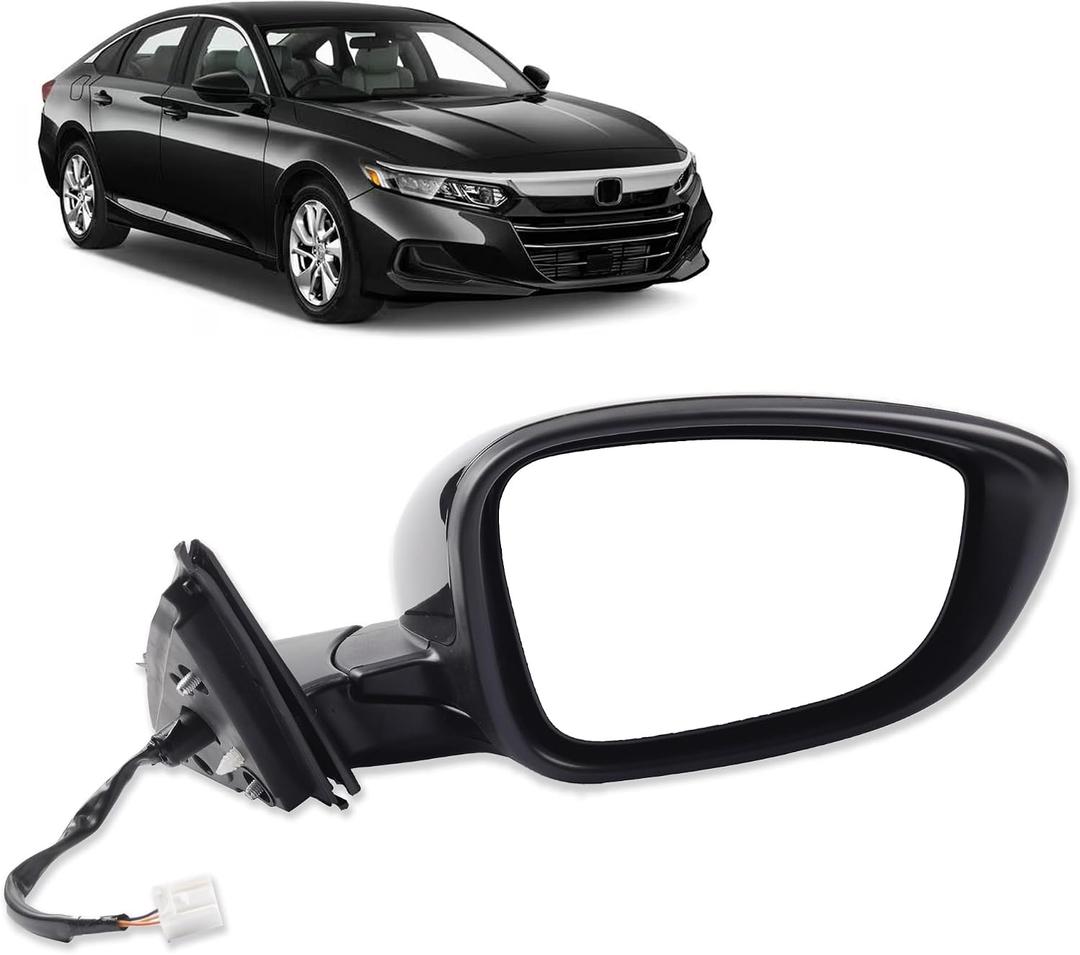Dasbecan Right Passenger Side Door Mirror Compatible with Honda Accord LX Sport 1.5T 2018-2025 Power | Non-Heated | Paint to Match Repalces# HO1321328 76208-TVA-A02 (3Pins-Black)