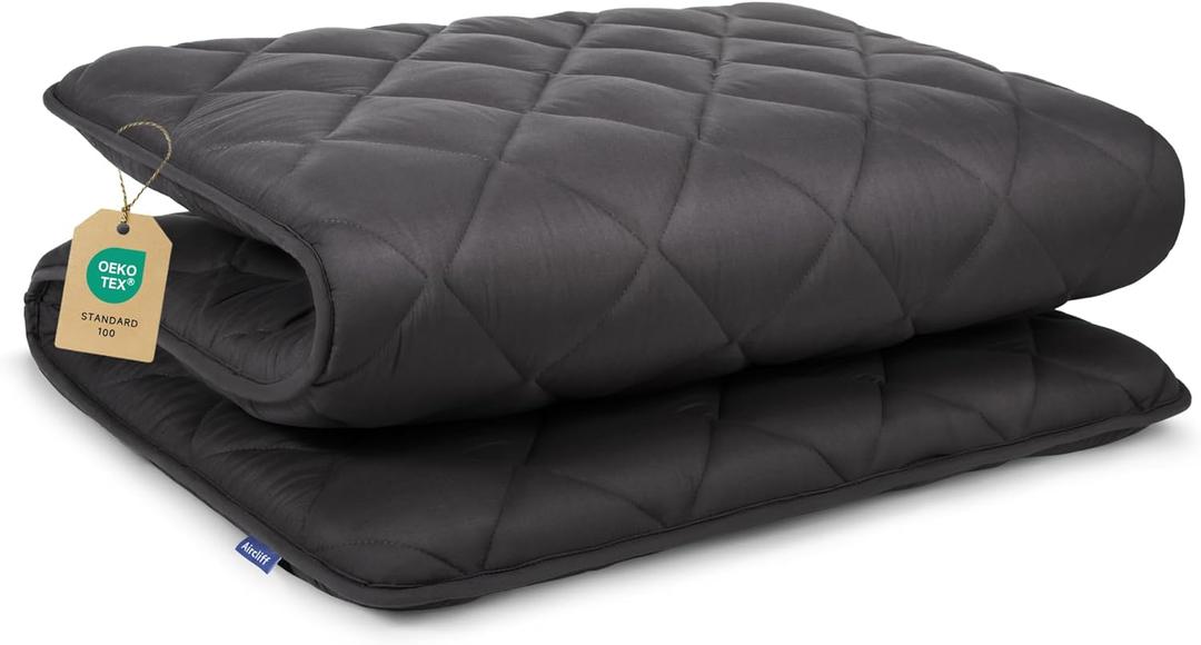Japanese Floor Mattress, Cotton Futon Mattress with High-Density Foam Fill (5-Layer Design), Shikibuton, Foldable Tatami Mattress for Sleeping, Dormitory, Camping, Dark Grey, Full