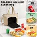 Dadanism Insulated Lunch Bag for Women, 15.6 Inch Quilted Lightweight Puffy Laptop Tote with Leakproof Cooler Compartment for Nurse Teacher Work Office and Outdoor, with Purse, Taupe