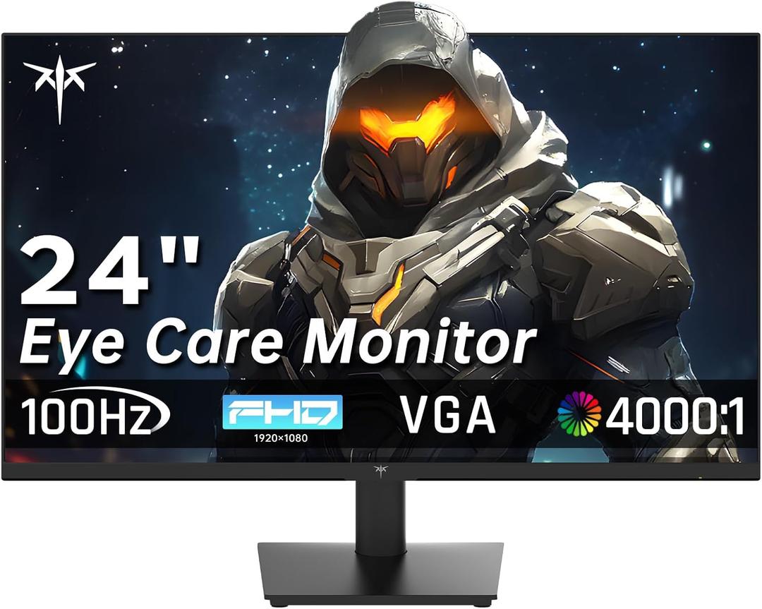 24 Inch FHD 1080P 100Hz Computer Monitor, VA Panel FreeSync PC Gaming Monitor, HDMI VGA Ports, HDR, 40001 Contrast, LowBlue Mode, Ergonomic Tilt Eye Care for Home Office (black)