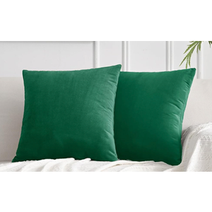 JELLYMONI Velvet Throw Pillow Covers Set of 2, 16 x 16 Inch Emerald Green Decorative Cushion Covers, Soft Square Pillowcases for Sofa, Couch, Bed No Insert Included