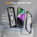 Miracase Glass Series Designed for iPhone 14 Plus Case 6.7 inch, Upgrade Full-Body Magnetic Clear Case with Built-in 9H Tempered Glass Screen Protector,Compatible with MagSafe, Black