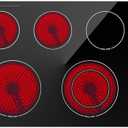 7300W Electric Cooktop 30 Inch Built-in Electric Stove Top 5 Burners 11 Power Levels,Knob Control,Keep Warm Function,Child Safety Lock,Hot Surface Indicator