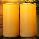 Homemory 6" x 12" Extra Large Outdoor Waterproof Candle with Auto 6-Hour Timer, Ivory Plastic Made, Long Last for Half A Year, Set of 2