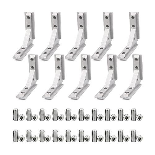 FORRCKY 10Pcs 15 Series ULS Aluminum Extrusion Profile Connector Brackets with 10pcs 1515 Series Extruded Aluminum Profiles Corner Pieces 40pcs Screws