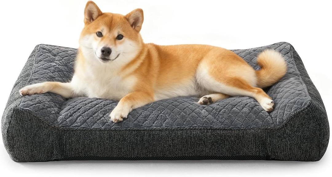 JOEJOY Orthopedic Dog Bed Medium Sized Dogs, Extra Thick Supportive Big Dog Couch Bed with Sides, Ultra Soft Pet Bed Sofa, Grey, 35''x25''