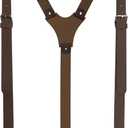 Genuine Leather Suspenders For Men Heavy Duty with Strong Clips, Leather Suspenders for Men
