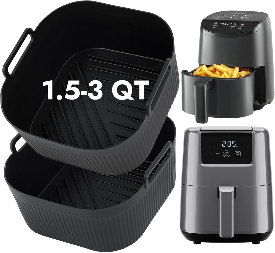 BYKITCHEN Small Silicone Air Fryer Liners for 1.5 to 3 QT Airfryer, 5.5in Mini Reusable Airfryer Silicone Liner, Compatible with CHEFMAN 2 Quart, Cosori 2.1QT, Dash 2.6Qt, Instant Vortex 2QT Air Fryer