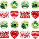 JarThenaAMCS 16Pcs Valentine's Day St. Patrick's Day Silicone Focal Beads Gnome Green Shamrock Clover Red Heart Loose Rubber Beads for DIY Crafts Pen Keychain Making