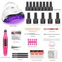NAIL POLISH KIT with U V Lamp and Drill Starter Kit 36 Colors Gel Nail Polish Nail Art Gel Manicure Kit
