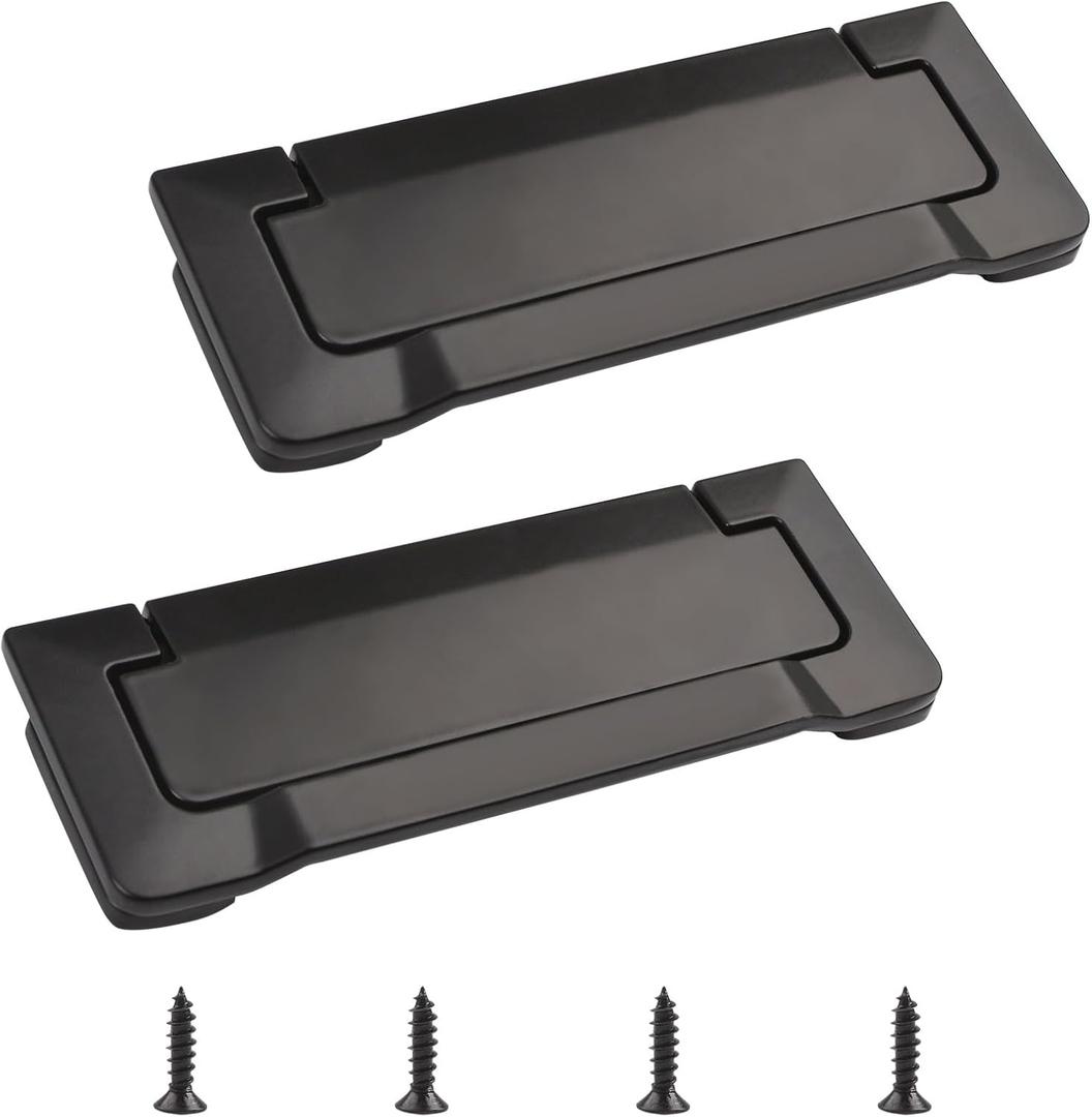 MOROBOR 2pcs Pocket Doors Drawer Handle Flush Pull, Hidden Concealed Furniture Handle with Screws Zinc Alloy Knobs for Cabinets, Closets, Drawers, Hole Center 96mm (Matte Black)