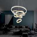 Modern Chandelier, Dimmable 5 Rings Chandelier Light Fixture Luxury Big LED Chandelier for High Ceiling Living Room Foyer,Contemporary Acrylic Modern Led Pendant Light Fixtures with Remote Controller, D23.6"-5r