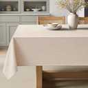 MIULEE Ivory Linen Polyester Tablecloth 52x70 Inch Spring Rectangle Table Cloth Waterproof,Stain Resistant for Dining Party Wedding