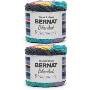 Bernat Blanket Patchwork 90S Vibe Yarn - 2 Pack of 300g / 10.5oz - 100% Polyester - #6 Super Bulky - 220Yards - Knitting/Crochet