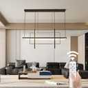 Modern LED Pendant Light Chandelier for Dining Room, Black 4-Lights Remote Control Pendant Lighting for Living Room Kitchen Island Dimmable Color Changing (Black, 43.3in/110cm) 