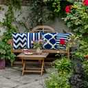 4 x OTOSTAR Set of 4 Waterproof Throw Pillow Covers 20x20 Inch Farmhouse Geometric Square Pillow Cases for Couch Patio Furniture Balcony Garden Outdoor DecorationGeometry70-Navy Blue