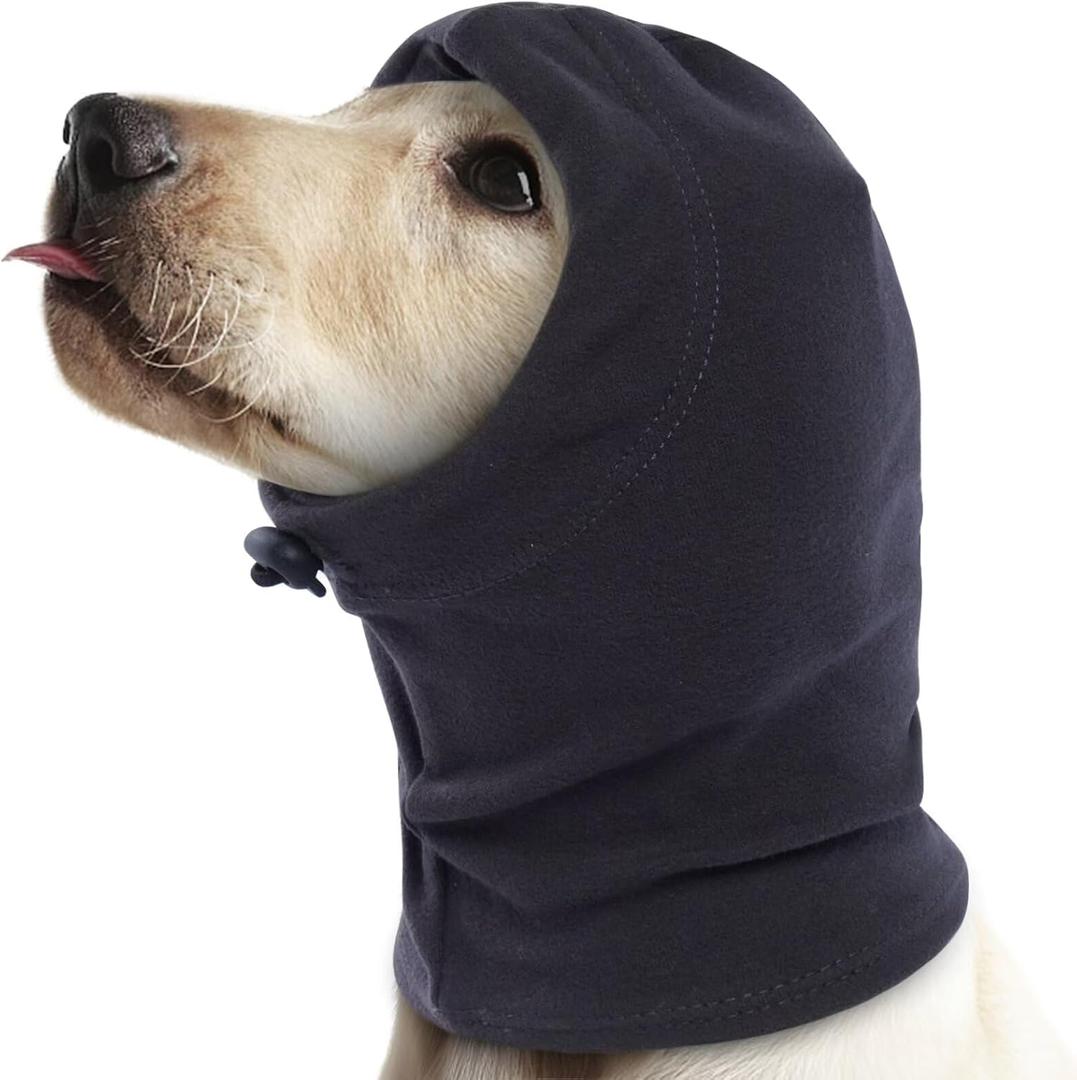 IDOMIK Dog Calming Hoodie,Ear Wraps for Dog to Calm Anxiety,Doggy Ears Head Cover for Noise Protection,Snoods for Pets Grooming Force Drying Fireworks,Pet Hematoma Ear Wrap Headband,Grey,S (Small(Head Girth:9.8"-11.8"))