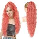 REECHO Ponytail Extension 30" Long Claw Clip Ponytail Extension Curly Wavy Pony Tails Hair Extensions Synthetic Hairpiece for Halloween Cosplay, Copper Auburn