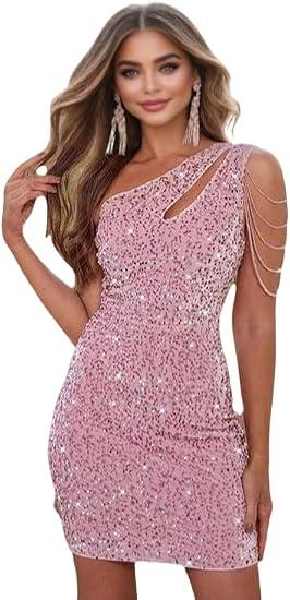 Sexy Sheath Sequin Cocktail Evening Club Party Dress Holiday Homecoming Dress Short/Mini Sleeveless Formal Prom Gowns 2025, M