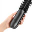 CARESKY Cordless Curling Iron Brush, 1.5 Inch Mini Travel Hair Curler with 200 Million Negative Ions, Portable Heated Round Straightener Brush Rechargeable for Curl, Touch-Up (Obsidian Black)