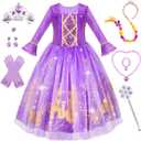 Meland Princess Dress Up for Girls, Dress Up Clothes for Halloween Costumes, Birthday Gift for Toddlers Aged 3-4 Years Old