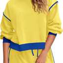 Fisoew Womens Sweatsuits 2 Piece Set Crewneck Sweatshirts High Waisted Skort Skirts Tennis Running Tracksuits Shorts Sets