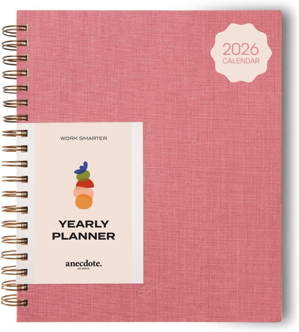 Anecdote Planner 2026 (8.5" x 10") Spiral Yearly Planner - 2026 Planner Weekly and Daily - Features a Library Buckram Cover, Brass and A4 Size Bleed-Resistant Paper - Organize All 52 Weeks. Start Anytime  Blossom
