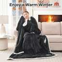 Heated Blanket Wearable Electric Blanket with Foot Pocket and Sleeves, Heating Throw Blanket, Electric Snuggle Blankets, 6 Heating Levels Setting & 4 Hours Auto Shut Off, Machine Washable (Long, Grey)