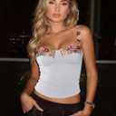 PINKMSTYLE Womens Floral Embroidered Corset Top Bustier Tank Top with Adjustable Straps Date Night Party Going Out Top (White, L)